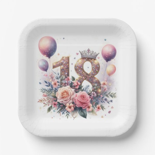 18e verjaardag papieren bordje (Voorkant)