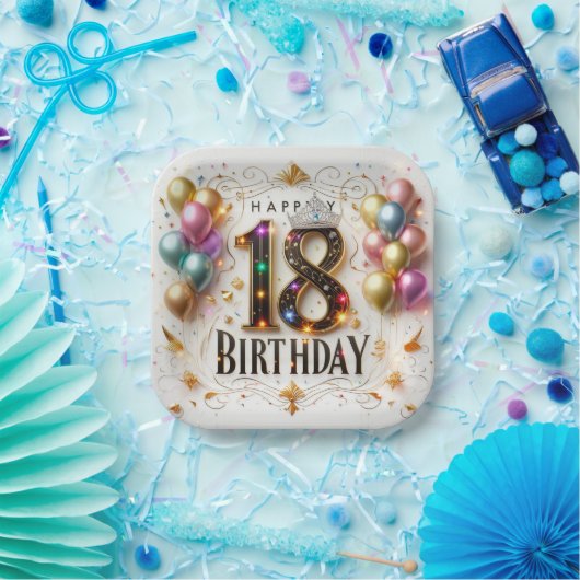 18e verjaardag papieren bordje (Feest)