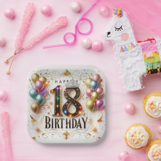 18e verjaardag papieren bordje (Feest)