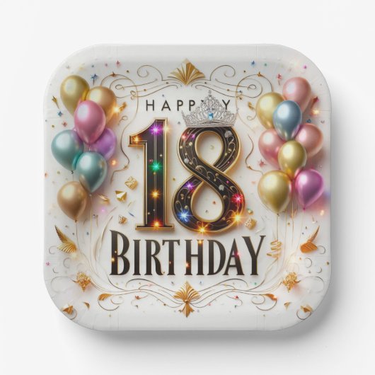 18e verjaardag papieren bordje (Voorkant)