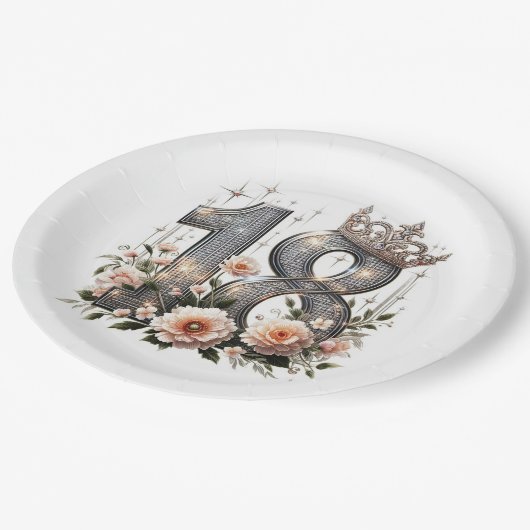 18e verjaardag papieren bordje (Gekanteld)