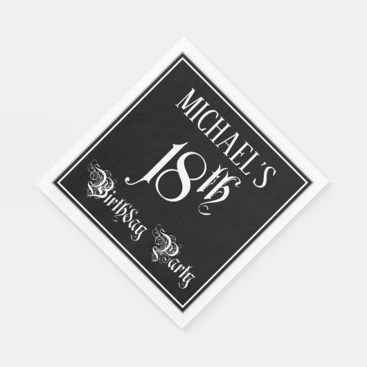 18e verjaardag Partij — Fancy Manuscript + de Naam Servet (Hoek)