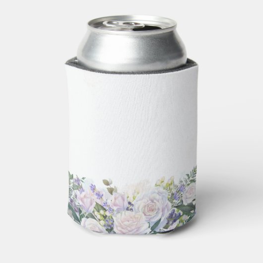 18e Verjaardag Party Blauw Wit Bloemen Custom Blikjeskoeler (Blikje Achterkant)