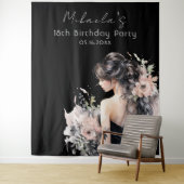 18e verjaardag Photo Booth Achtergrond Tapestry Wandkleed (In situ)
