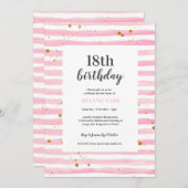 18e verjaardag Pink Stripe Party Uitnodiging (Voorkant / Achterkant)
