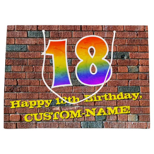 18e verjaardag: Plezier, op graffiti geïnspireerde Groot Cadeauzakje (Voorkant)