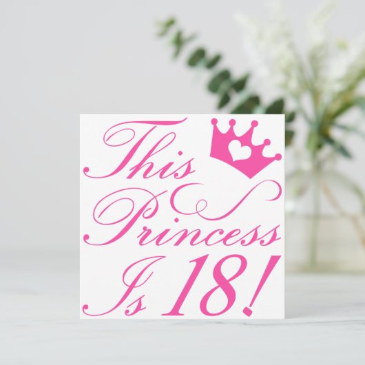 18e verjaardag prinses kaart (Staand voorkant)