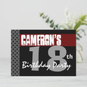 18e verjaardag Red Black and White voor hem Kaart (Staand voorkant)