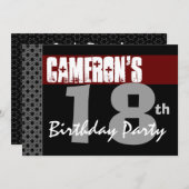 18e verjaardag Red Black and White voor hem Kaart (Voorkant / Achterkant)
