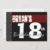 18e verjaardag Red Black and White voor hem Kaart (Voorkant)