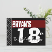 18e verjaardag Red Black and White voor hem Kaart (Staand voorkant)