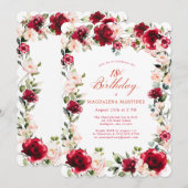 18e verjaardag Red Rose Pink Peony Bloemen Kaart (Voorkant / Achterkant)