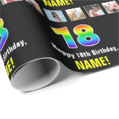 18e verjaardag: Regenboog "18"; Aangepaste Foto's  Cadeaupapier (Rol Hoek)