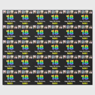 18e verjaardag: Regenboog "18"; Aangepaste Foto's  Cadeaupapier
