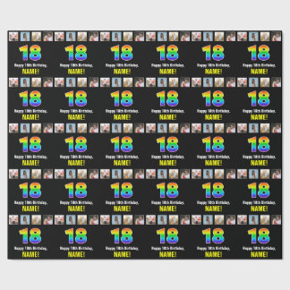 18e verjaardag: Regenboog "18"; Aangepaste Foto's Cadeaupapier