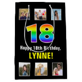 18e verjaardag: Regenboog "18", aangepaste foto's  Medium Cadeauzakje (Voorkant)