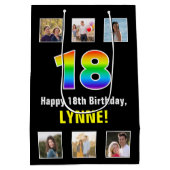 18e verjaardag: Regenboog "18", aangepaste foto's  Medium Cadeauzakje (Achterkant)