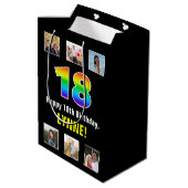 18e verjaardag: Regenboog "18", aangepaste foto's  Medium Cadeauzakje (Achterkant Gekanteld)