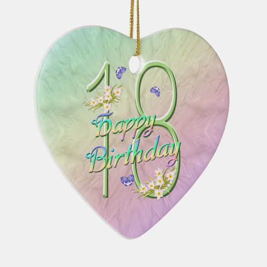 18e verjaardag Regenboogkeepaardse versiering Keramisch Ornament (Rechts)