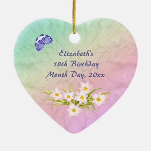 18e verjaardag Regenboogkeepaardse versiering Keramisch Ornament (Achterkant)