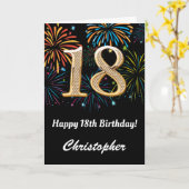 18e verjaardag regenboogvuurwerk zwart en goud kaart (Gele Bloem)