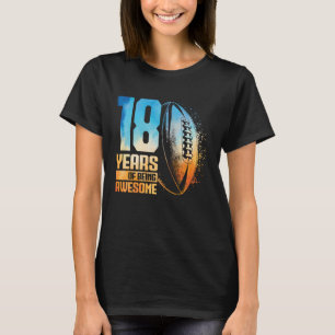 18e verjaardag Retro rugby speler 18 jaar oude jon T-shirt