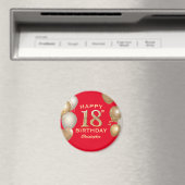 18e verjaardag Rode en gouden ballonnen van de par Magneet (Insitu (Vaatwasser))