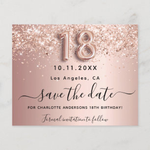 18e verjaardag roos glitter budget behalve datum flyer
