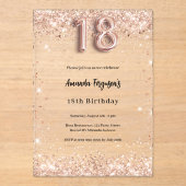 18e Verjaardag roos Gold Clear Party Acryl Uitnodigingen (Voorkant)