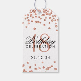 18e verjaardag Roos Gold Faux Glitter Confetti Cadeaulabel