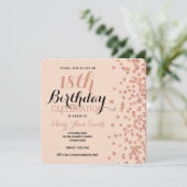 18e verjaardag Roos Gold Faux Glitter Confetti Kaart (Staand voorkant)