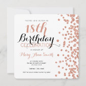 18e verjaardag Roos Gold Faux Glitter Confetti Kaart (Voorkant)