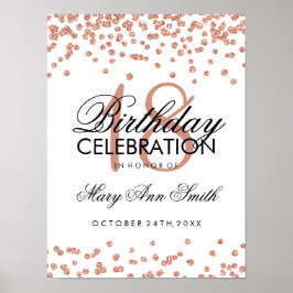 18e verjaardag Roos Gold Faux Glitter Confetti Poster