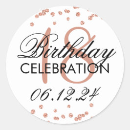 18e verjaardag Roos Gold Faux Glitter Confetti Ronde Sticker