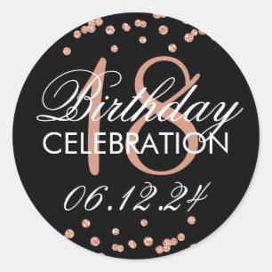 18e verjaardag Roos Gold Faux Glitter Confetti Ronde Sticker