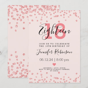 18e verjaardag Roos Gold Glam Glitter Blush Kaart