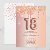 18e verjaardag Roos Gold Glitter Folie ballon Uitn Kaart (Voorkant / Achterkant)