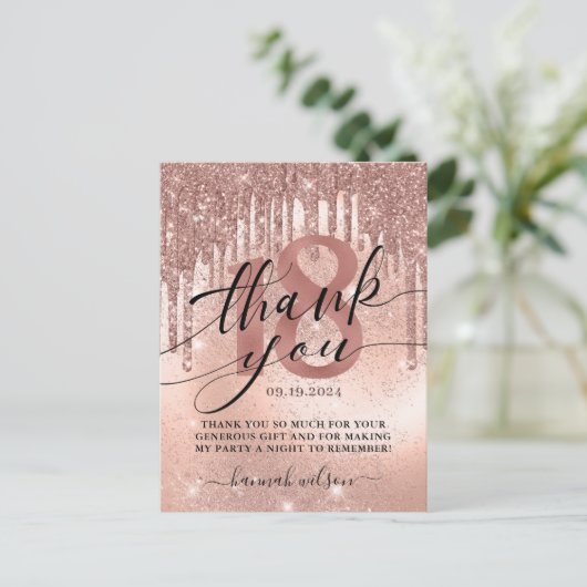 18e verjaardag Roos Gold Hartelijk dank Briefkaart (Staand voorkant)