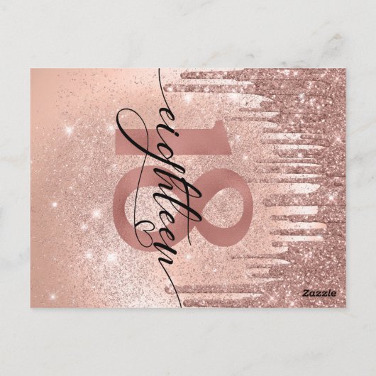 18e verjaardag Roos Gold Hartelijk dank Briefkaart (Achterkant)