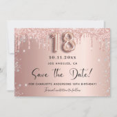 18e Verjaardag roos Gold Silver Save the Date Card (Voorkant)