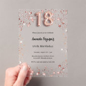18e Verjaardag roos Gold Stars Clear Party Acryl Uitnodigingen (Insitu (Draagbaar))