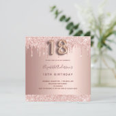 18e verjaardag roos goud glitter druppelt ballonte kaart (Staand voorkant)