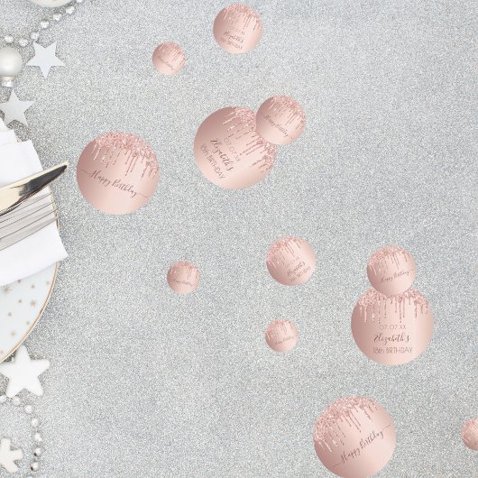 18e verjaardag roos goud glitter druppelt roze confetti