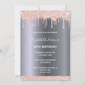 18e verjaardag roos goud glitter druppelt zilver kaart (Voorkant)