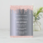 18e verjaardag roos goud glitter druppelt zilver kaart (Staand voorkant)