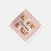 18e verjaardag roos goud glitter monogram luxe servet (Hoek)