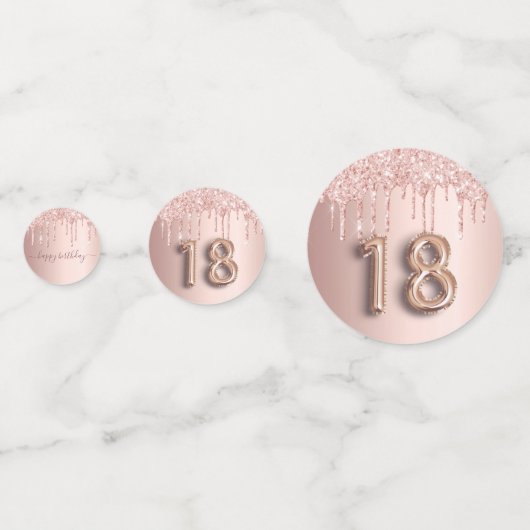 18e verjaardag roos goud glitter roze monogram confetti (Achterkanten)