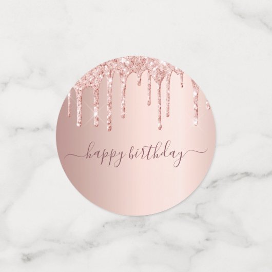 18e verjaardag roos goud glitter roze monogram confetti (Kleine voorkant)