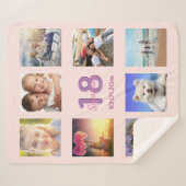 18e verjaardag roos gouden blauwe fotocollage sherpa deken (Voorkant (horizontaal))