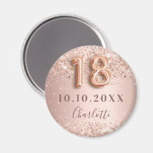 18e verjaardag roos gouden bloei sparen de datum magneet (Voorkant / Achterkant)